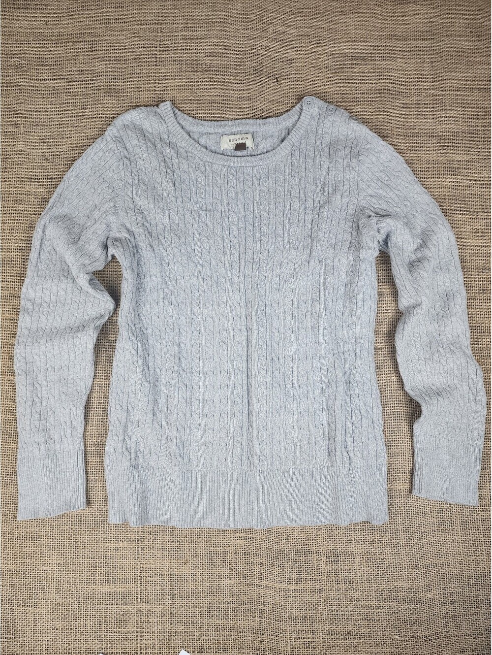 Sonoma Career Work Light Gray Cable Knit Pullover Sweater XL